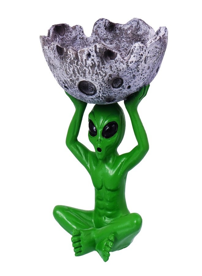 Trendy Zone 21 Alien Ash Tray, Alien Holding Moon Design Ash Tray for Home and Office use, Ash Tray for indoor and outdoor use, Ash Holder for Smokers, Desktop Smoking Ash Tray for Decoration - Green - Image 2